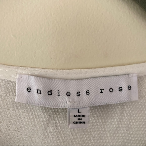 Endless Rose White Peasant Blouse Top Women's Size L Tassel Embroidered Cut Out - Picture 3 of 10